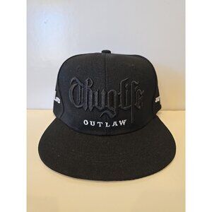 THUG LIFE OUTLAW TUPAC 2PAC EMBROIDERED SNAPBACK BASEBALL CAP HAT Black w/ Black